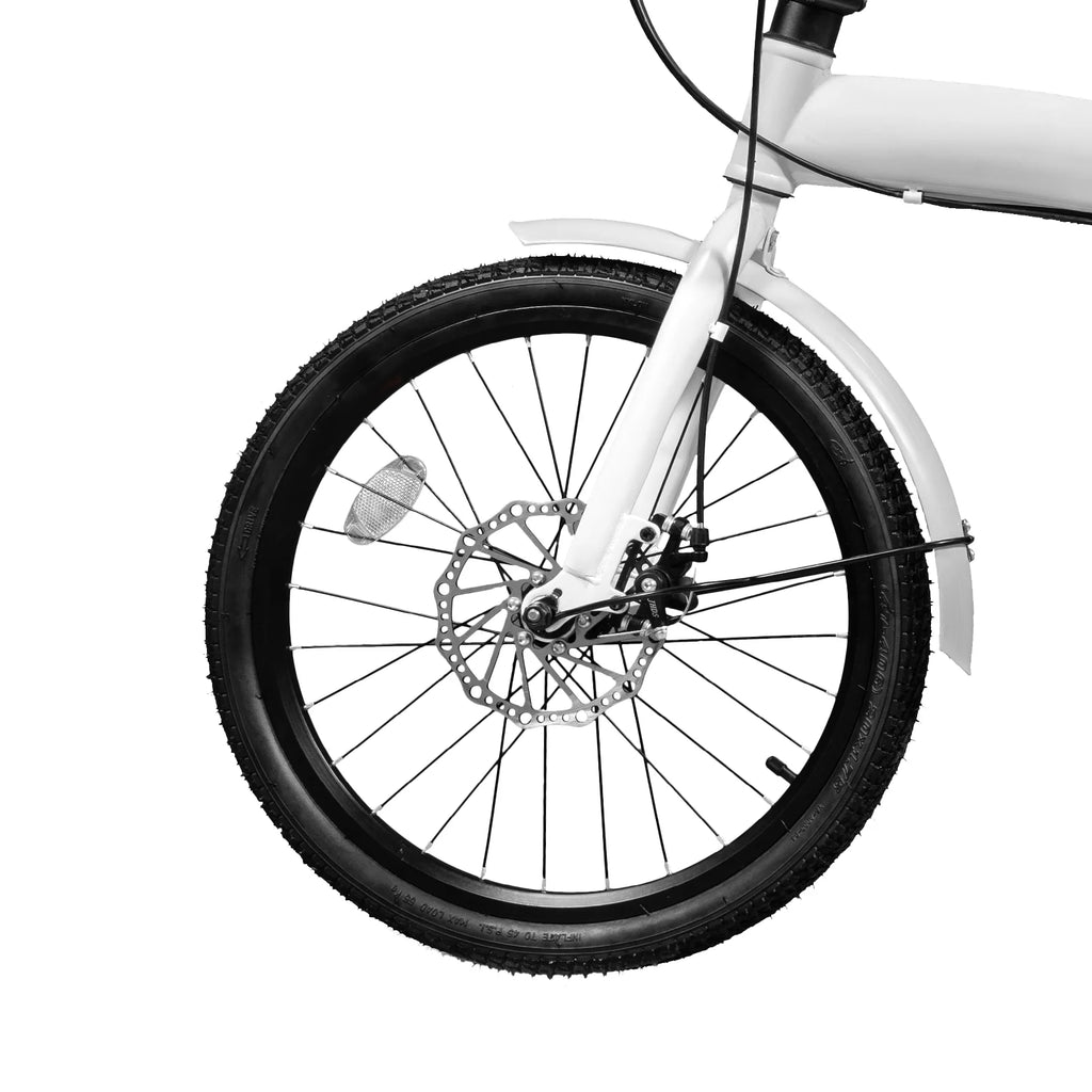 20 inch White Folding Bike with 7-Gear Disc Brakes Aluminum Alloy A8479