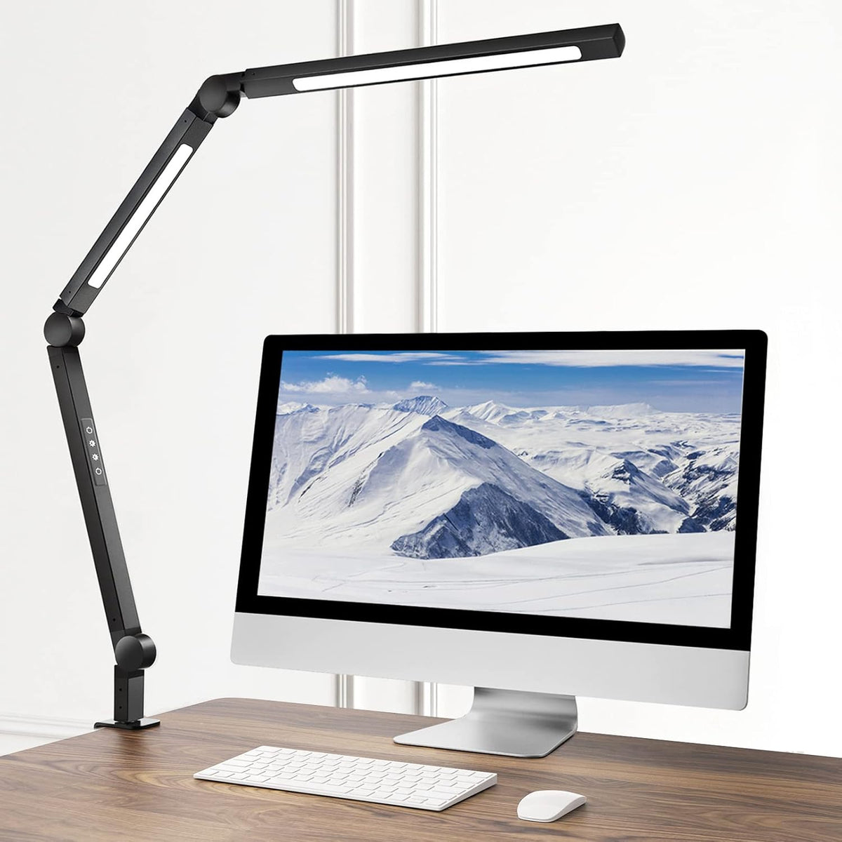 LED Desk Lamp with Clamp, Swing Arm, 4 Color Modes & 4 Brightness, Clip-on Lamp with Memory Function D2503
