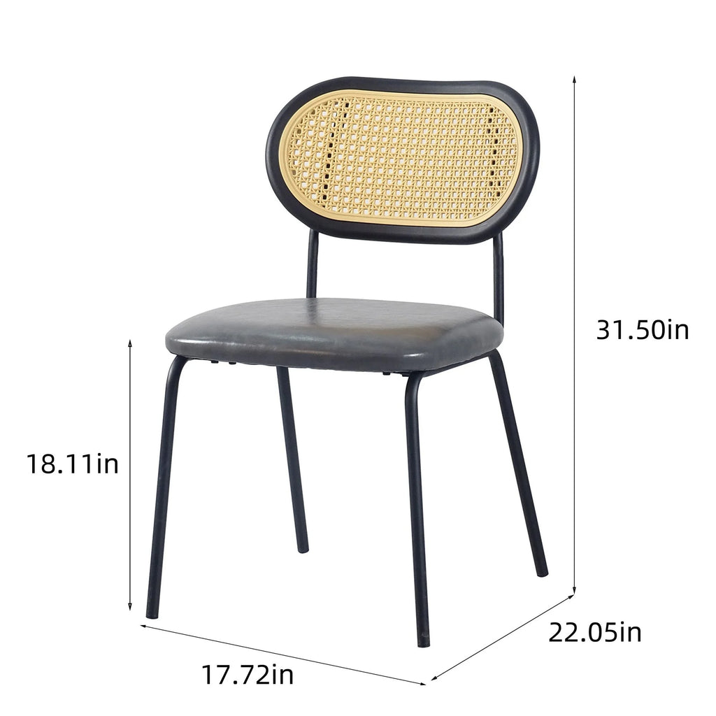 Light Gray Set of 4 Upholstered Dining Chairs with Black Metal Legs T961