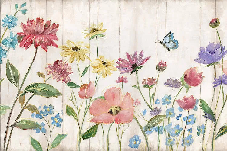 Wildflower Flutter on Wood Canvas Wall Decor Prints M410361
