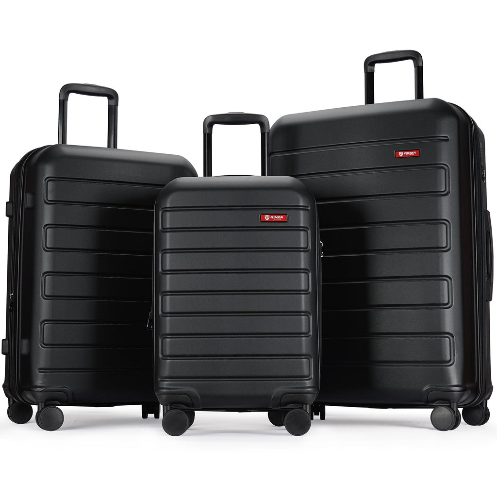 3 Piece Expandable Hard Side Luggage Set with Wheels Black X3891