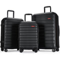 3 Piece Expandable Hard Side Luggage Set with Wheels Black X3891