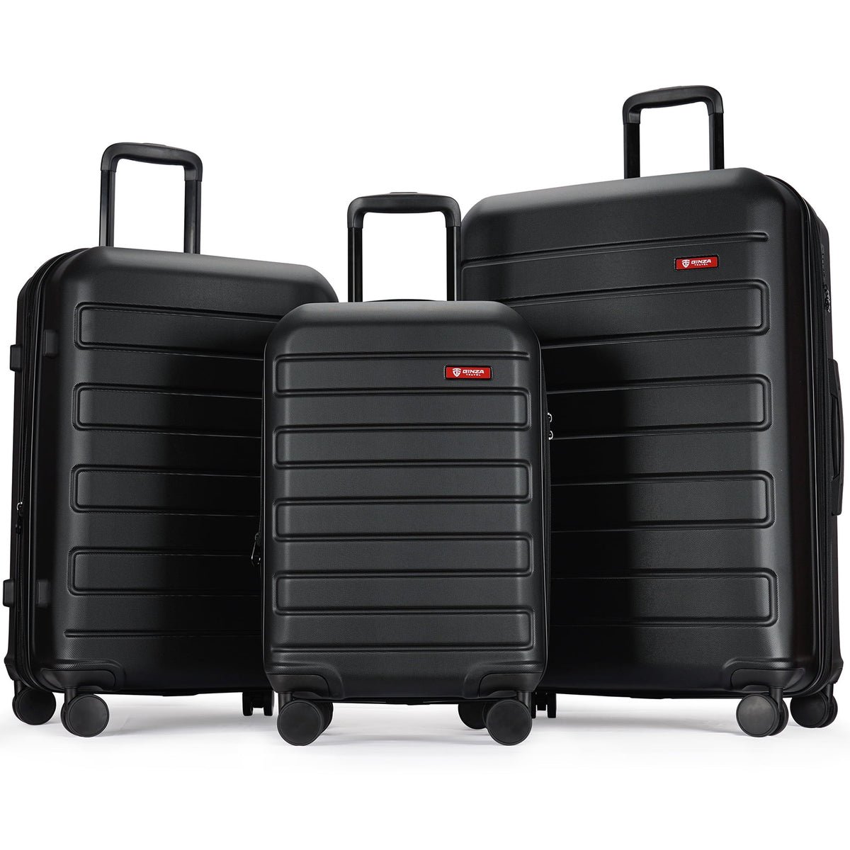 3 Piece Expandable Hard Side Luggage Set with Wheels Black X3891