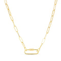 14k Yellow Gold Oval Paperclip Chain Necklace with Carabiner Clasp - 18" P2004