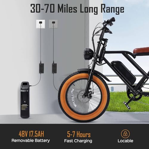 1000W 20" Fat Tire 48V 17.5AH Removable Battery Electric Bike D3134