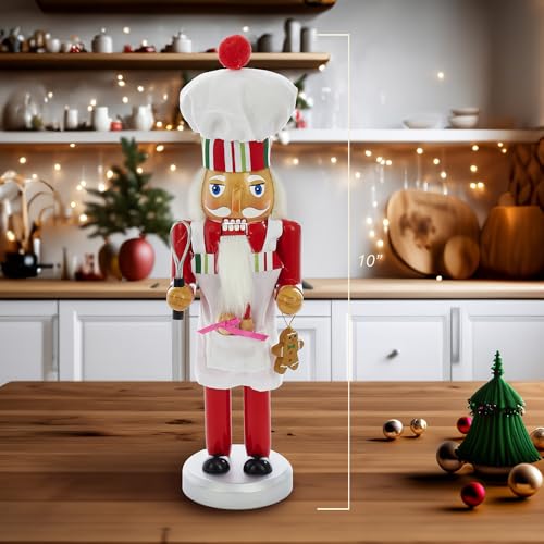 Rosy Red Baking Nutcracker Chef 10 inch Wood Decorative Tabletop Figurine R742207