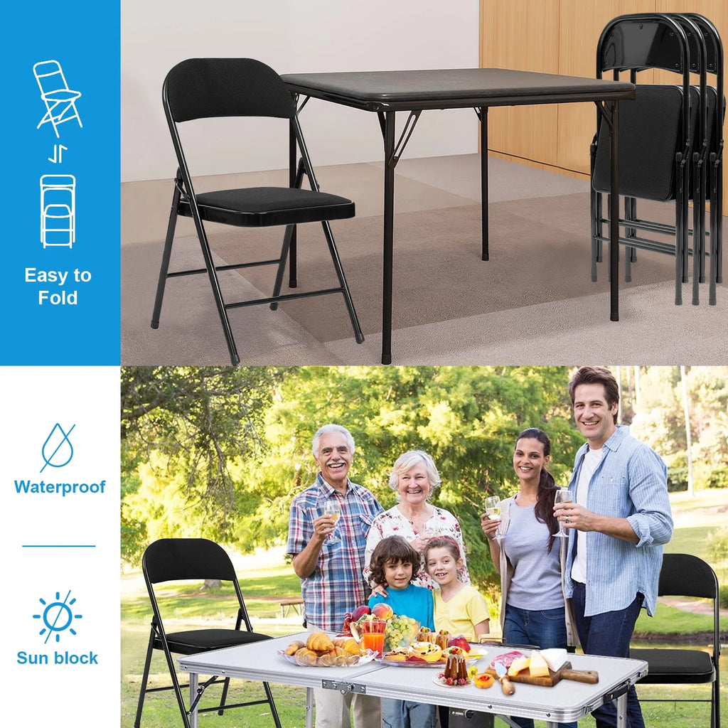 Black Fabric Padded Folding Chair 6 Pack D660