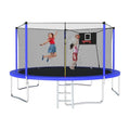 12FT 14FT 15FT 16FT Trampoline with Basketball Hoop, Ladder and Safety Enclosure Net G27864