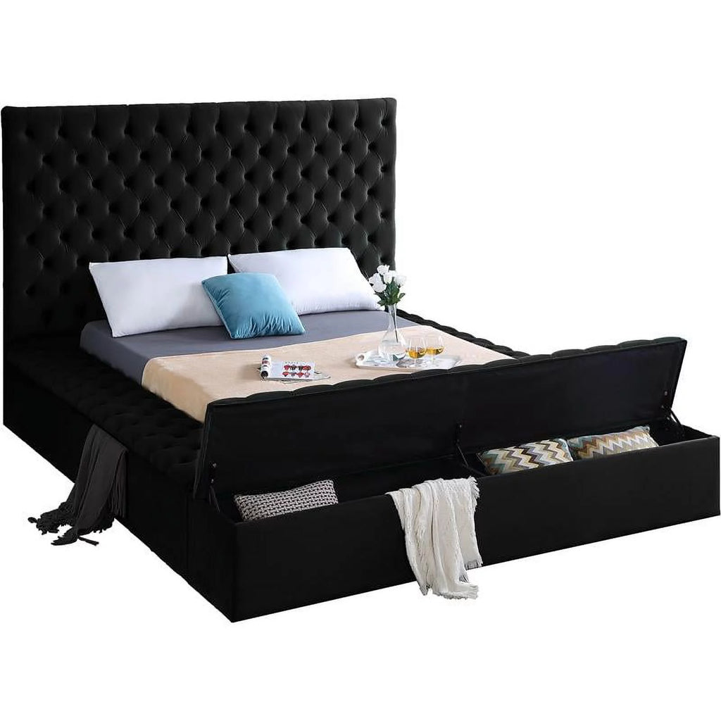 Black Velvet Queen Bed E3441