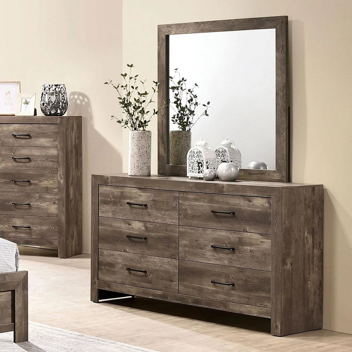 Natural Tone Wood 6pcs Bedroom Set G4079