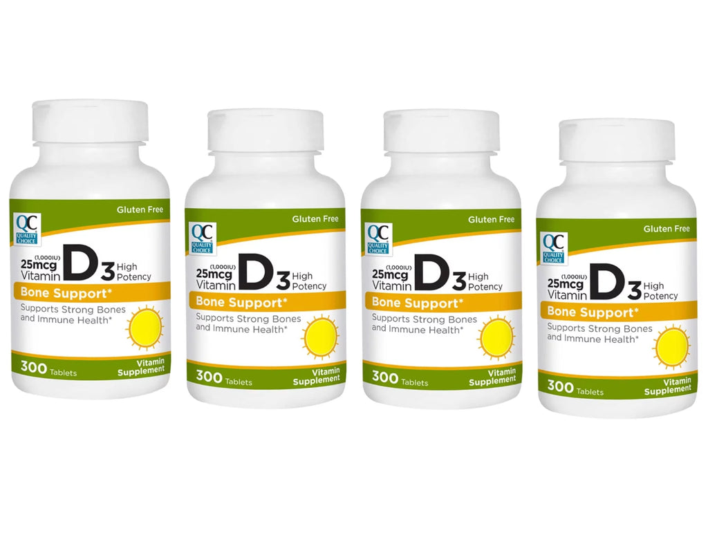 Vitamin D3 25mcg Tablets, 300 Count Pack of 4 Y5598