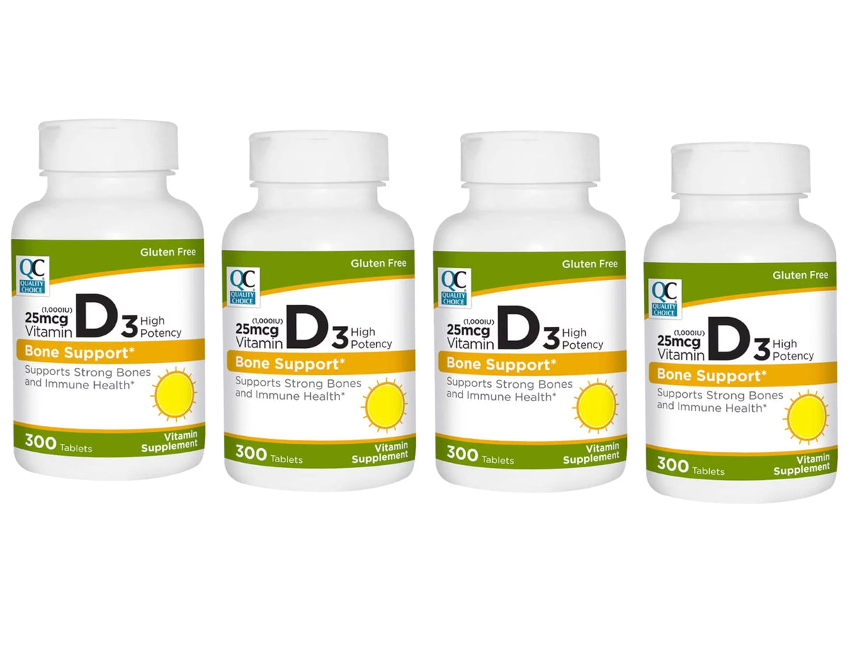 Vitamin D3 25mcg Tablets, 300 Count Pack of 4 Y5598