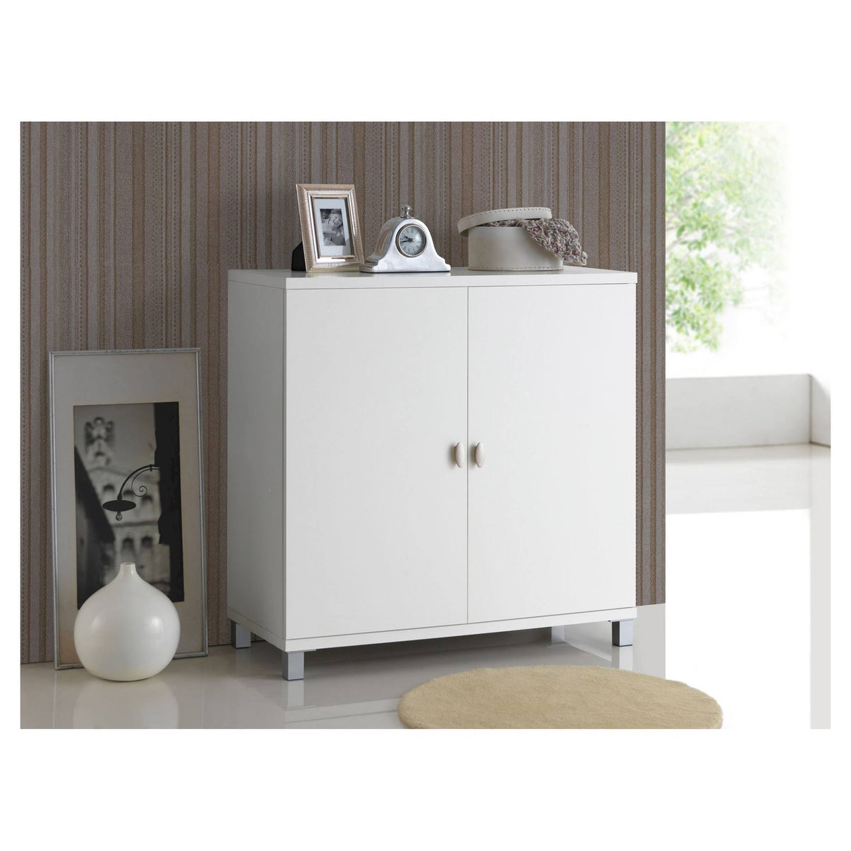 White Wood Entryway Storage Sideboard Cabinet Z263590