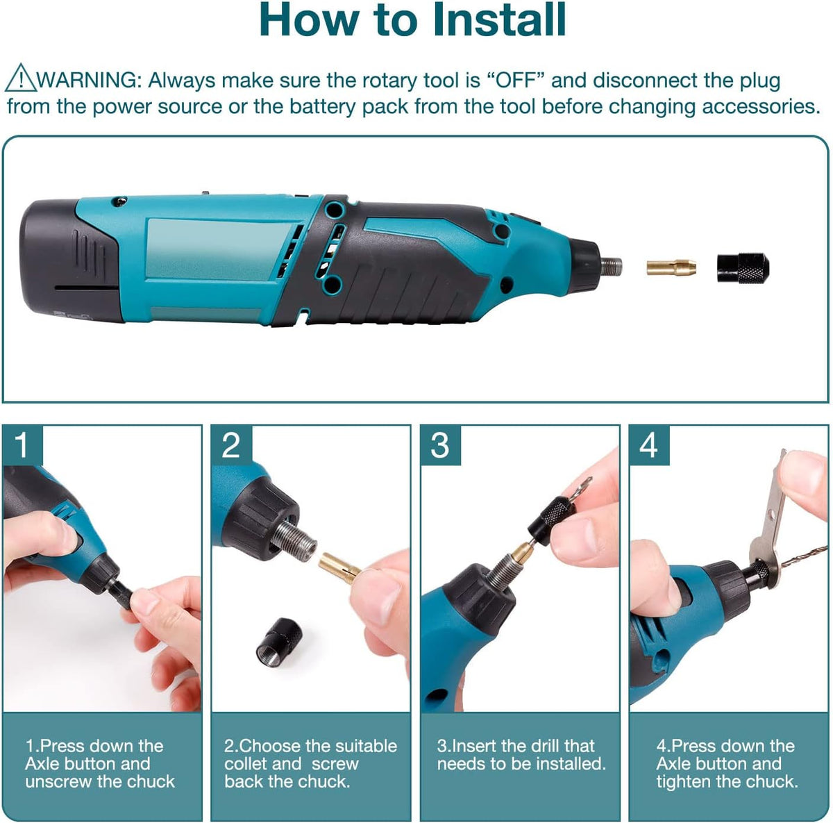 Cordless Rotary Tool 93 Accessories Variable Speed Electric Drill Set 12-Volt Multi-Purpose Power Rotary Tool Kit Pack of 2 B463008