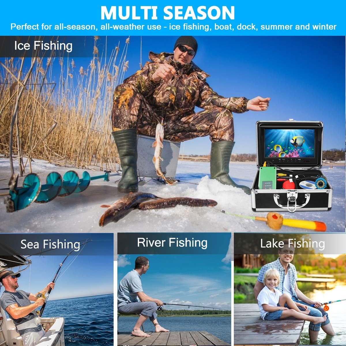 Underwater Fishing Camera with DVR 9 inch Color Monitor HD 1000TVL 30m Cable H2549