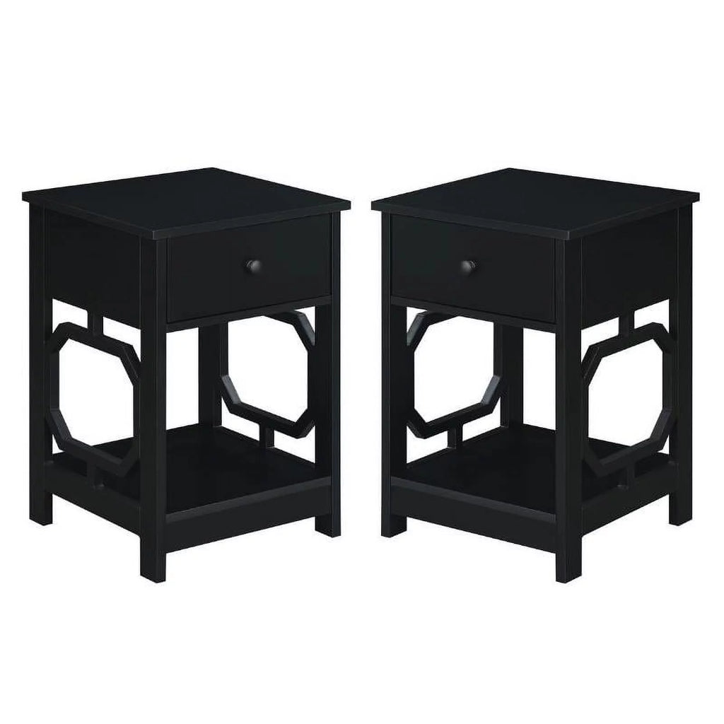 Black One-Drawer End Table Set of 2 Z811