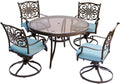 Blue Dining Set with Glass-Top Table O57822