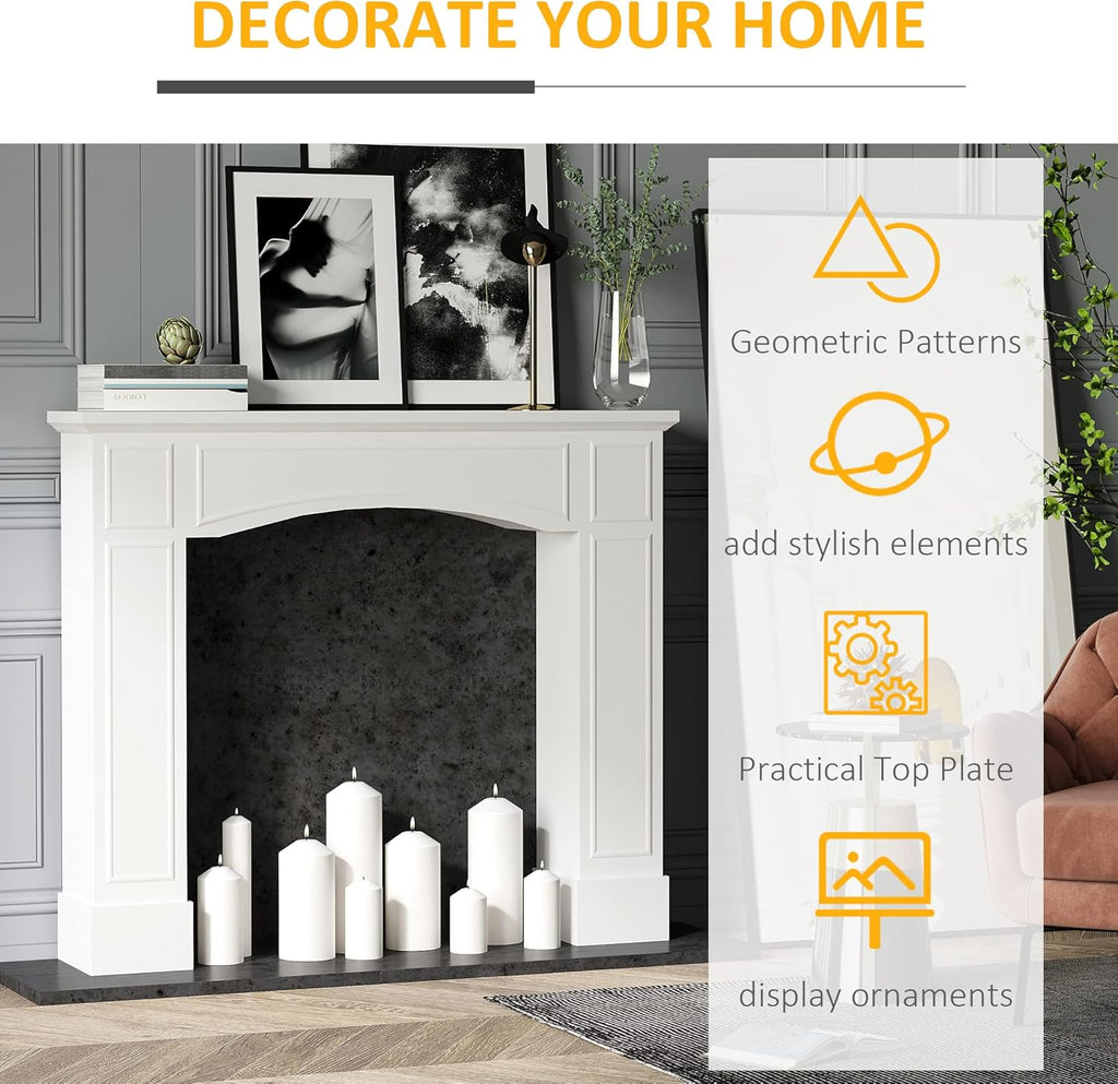 White Fireplace Mantel with Decorative Pattern Interior Width 29" Z655