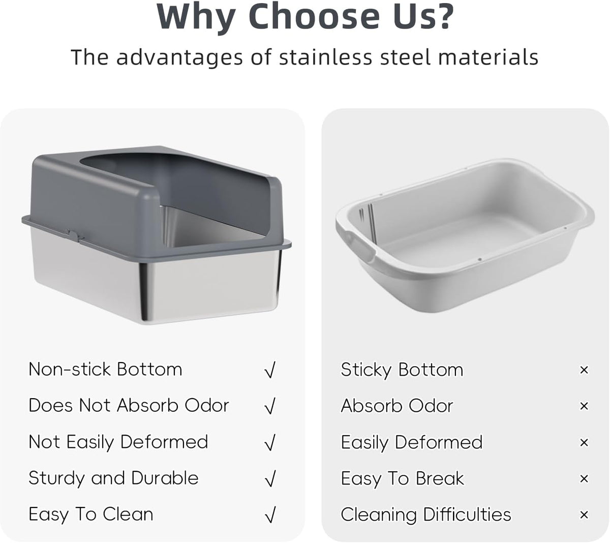 Stainless Steel Cat Litter Box with Lid C591259