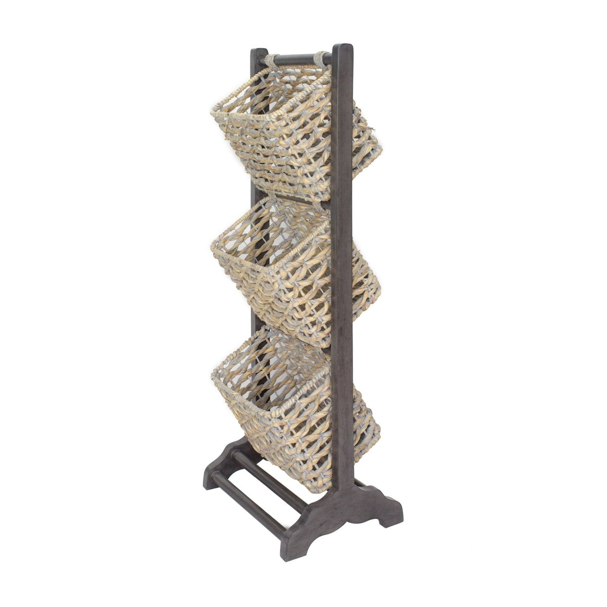 3-Tier Magazine Rack with 3 Hyacinth Storage Baskets Q535912