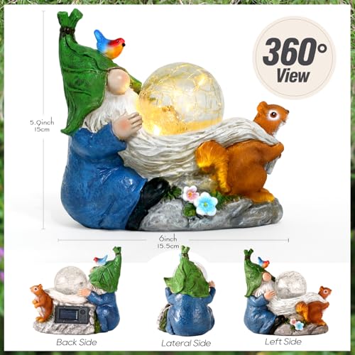 10.5" Solar Resin Garden Gnome Statue G672
