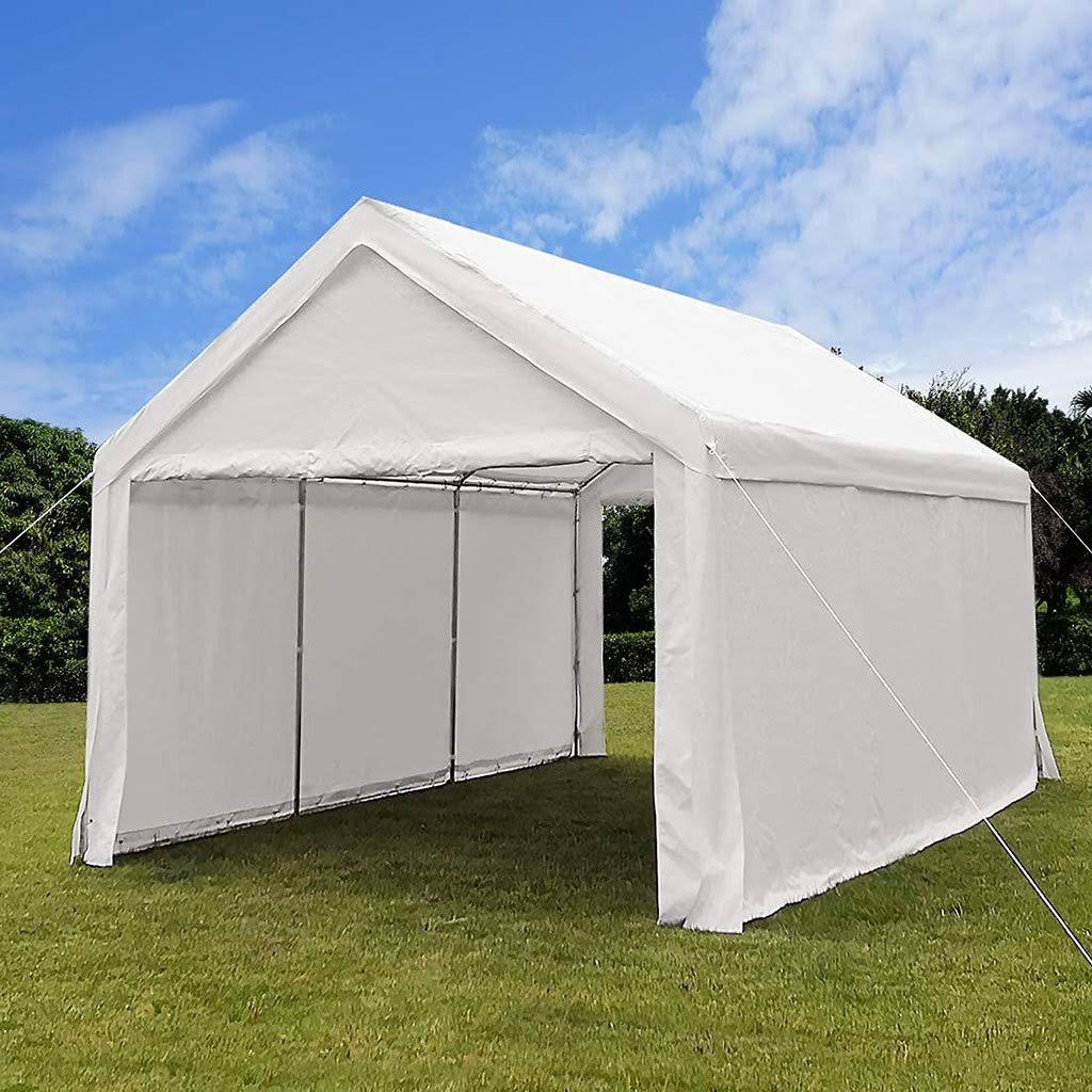 Heavy Duty Car Shelter with Sidewalls White L12499