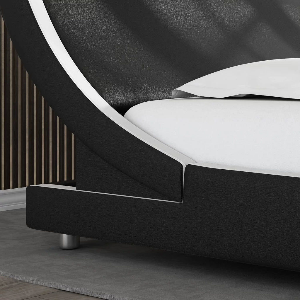 Queen Size Platform Bed Frame with Adjustable Headboard U625782