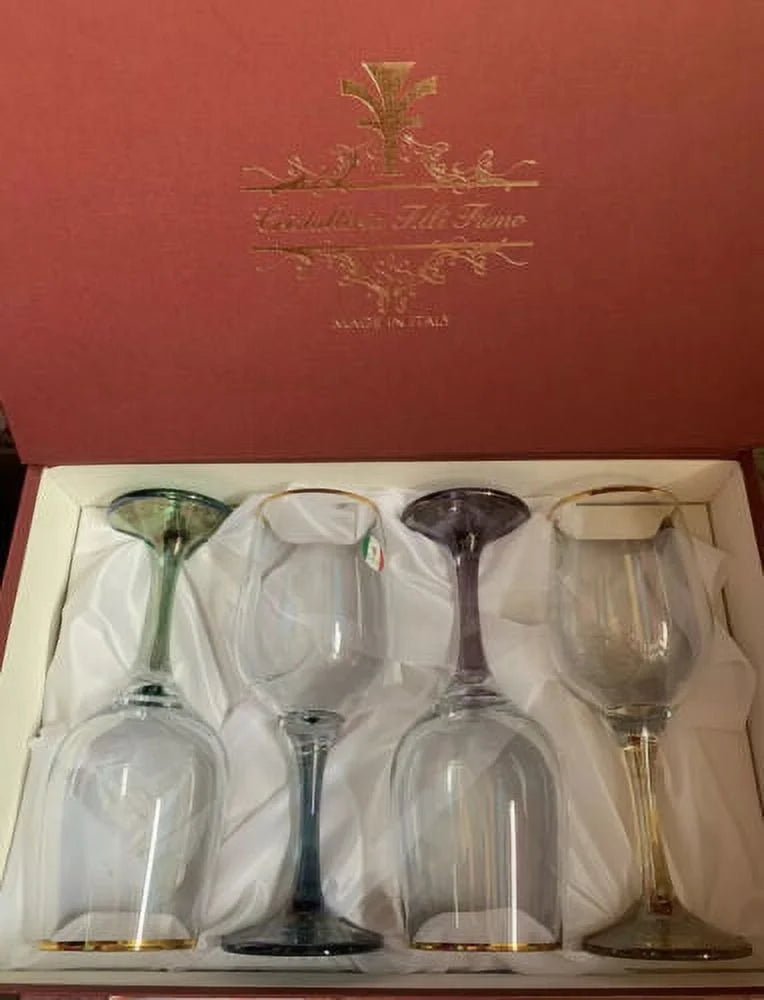 Multi Color Stem Wine Goblets Set of 4 O633