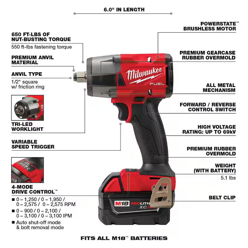18V Lithium-Ion Brushless Cordless Combo Kit with 5.0 Ah Batteries 7-Tool Q5059