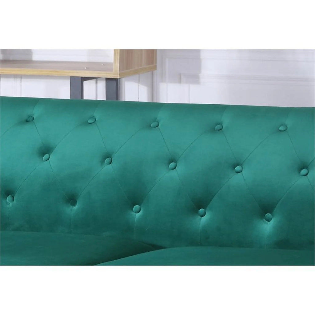 Velvet Sofa Chaise and Loveseat 2-Piece Set in Green V70021