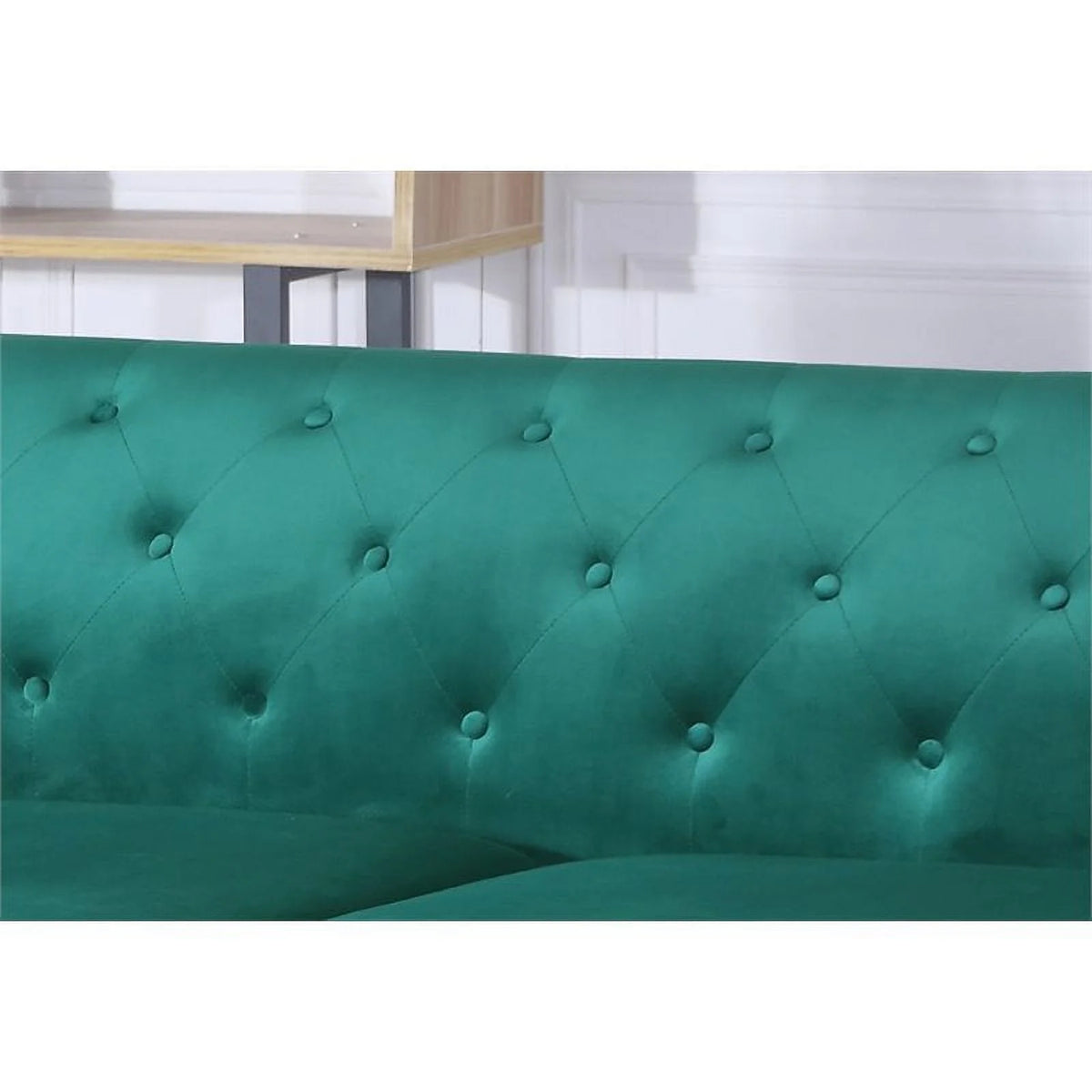 Velvet Sofa Chaise and Loveseat 2-Piece Set in Green V70021