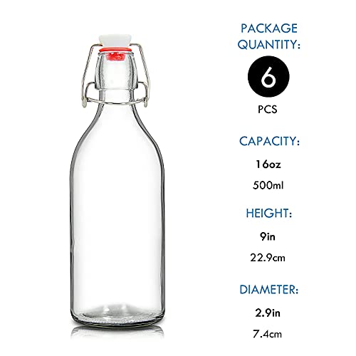 16 oz Glass Swing Top Bottles 6 Pack M8057