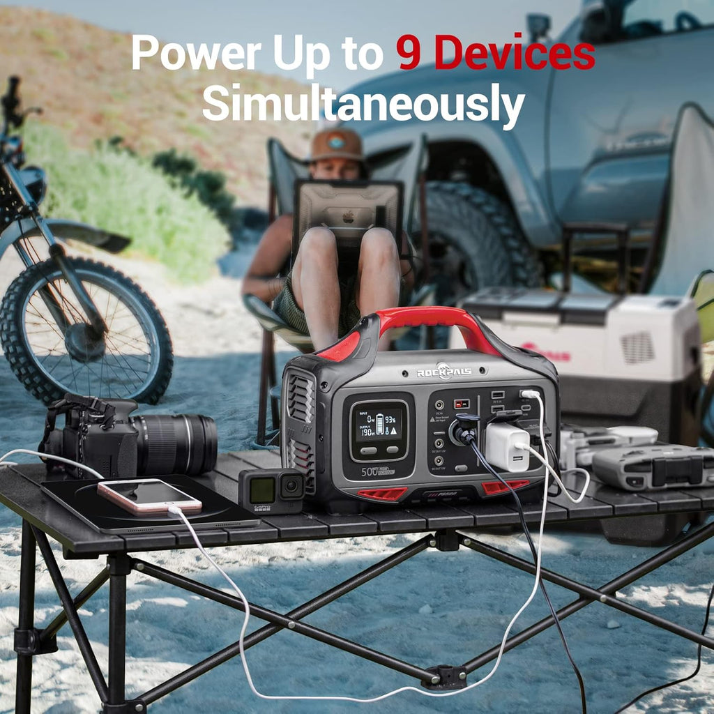 Portable Power Station 500W 505Wh Solar Generator with 2 AC Outlet C66038