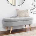Oval Linen Fabric Upholstered Ottoman Q111