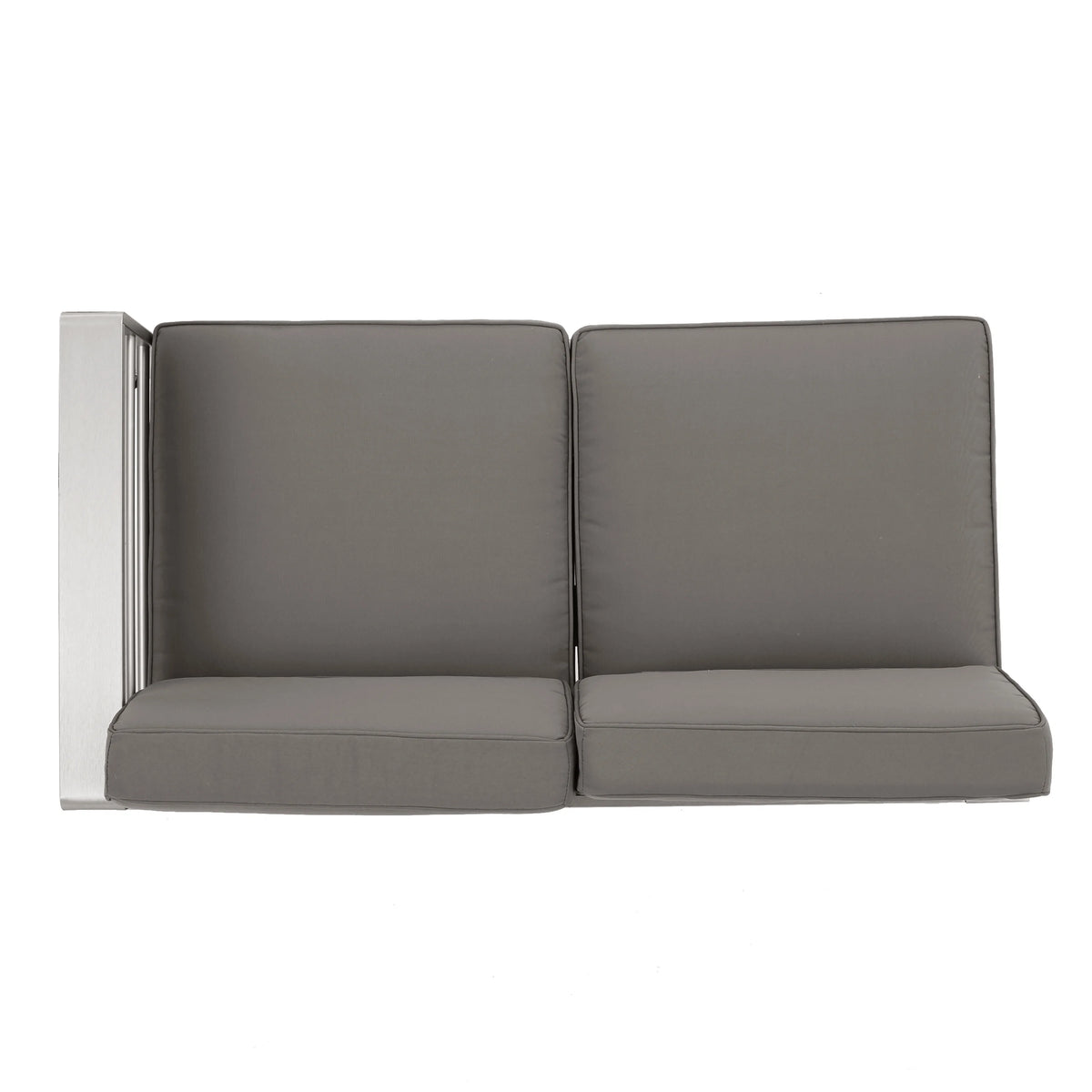 Silver and Khaki Outdoor Aluminum 9 Seater Sectional Sofa Set with Ottoman M6226