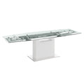 Clear Glass Dining Table with High Gloss White Lacquer Base T42845
