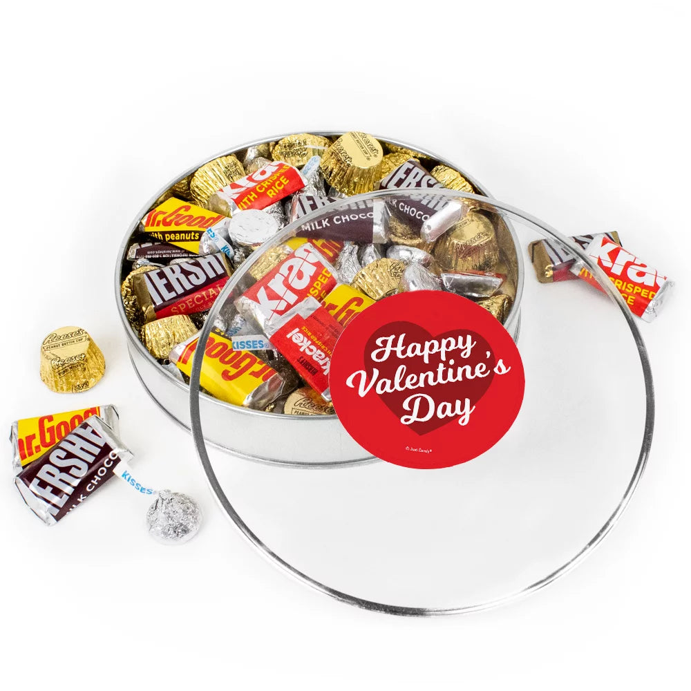 Silver Plastic Candy Gift Tin 1lb 60 pieces C641644