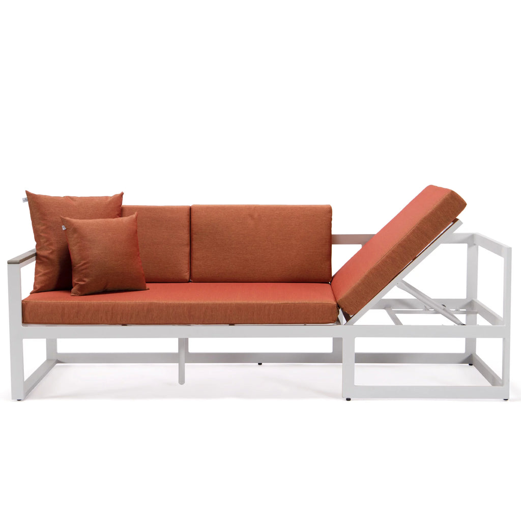 White Sectional With Adjustable Headrest & Coffee Table With Cushions G102668