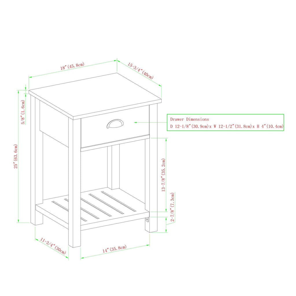 18-inch One-Drawer Side Table H626