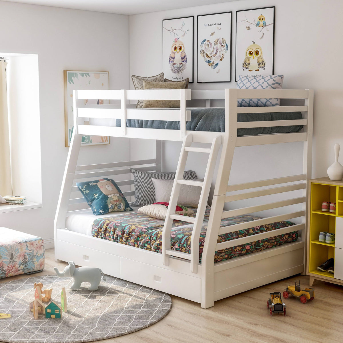 Dark Walnut Solid Wood Bunk Bed Set Z135