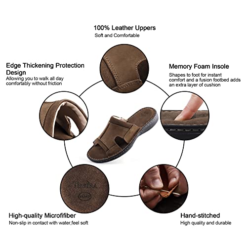 Men's Memory Foam Leather Slide Sandals D470