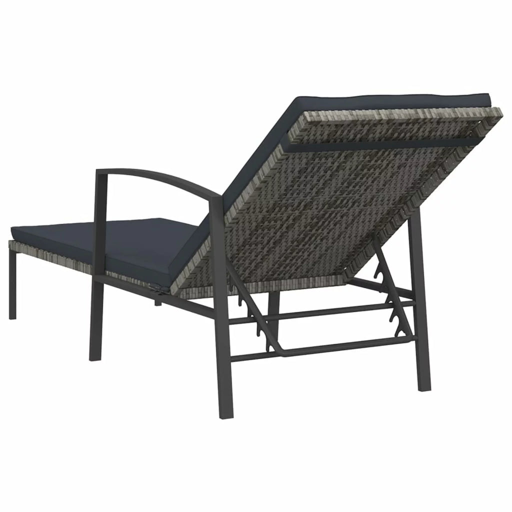 2 pcs Poly Rattan Sun Loungers with Table J13022