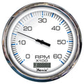 5x22 Tachometer with Digital Hourmeter 6000 RPM GAS Inboard White Stainless Steel D91477
