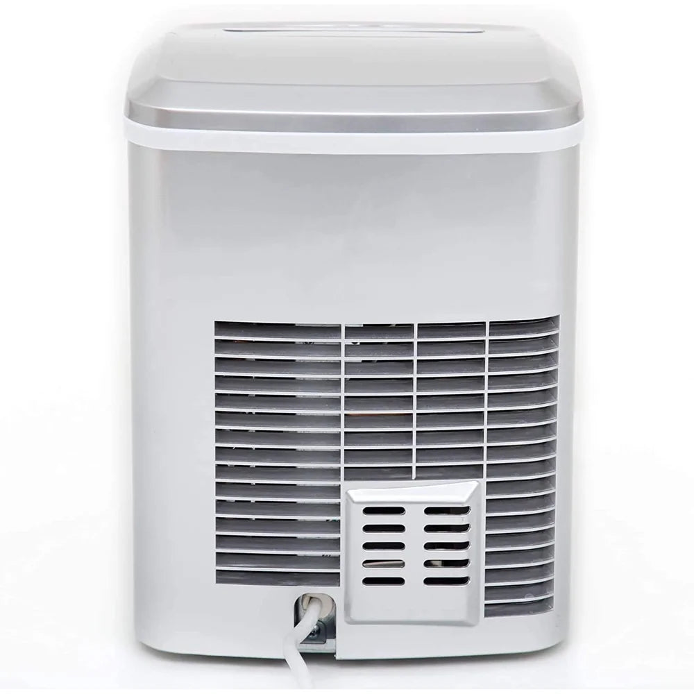 Compact Ice Maker, 27-Pound, Metallic Silver J498196