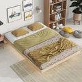 Full Size Grey Pinewood Floating Platform Bed with LED Lights X26070