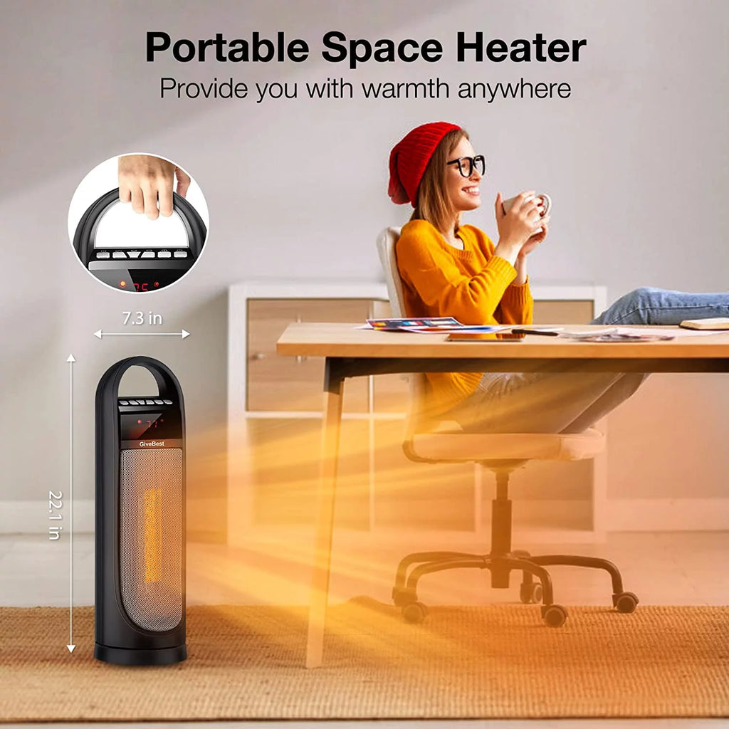 Tower Space Heater, 22" Electric Oscillating Floor Heater with Thermostat, Remote, Timer, 1500W T783