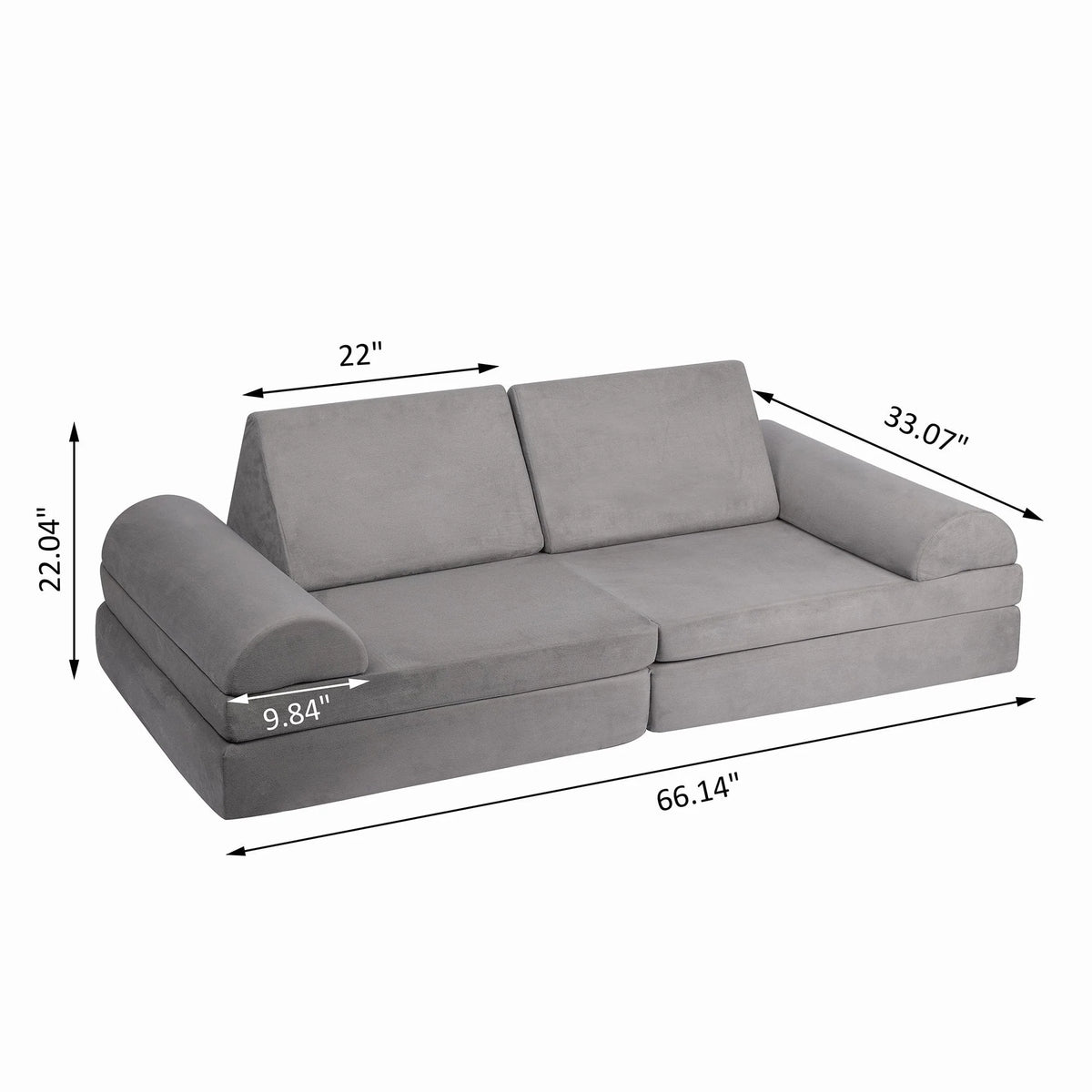 6 Pcs Modular Sectional Kids Play Couch Navy Blue N59562