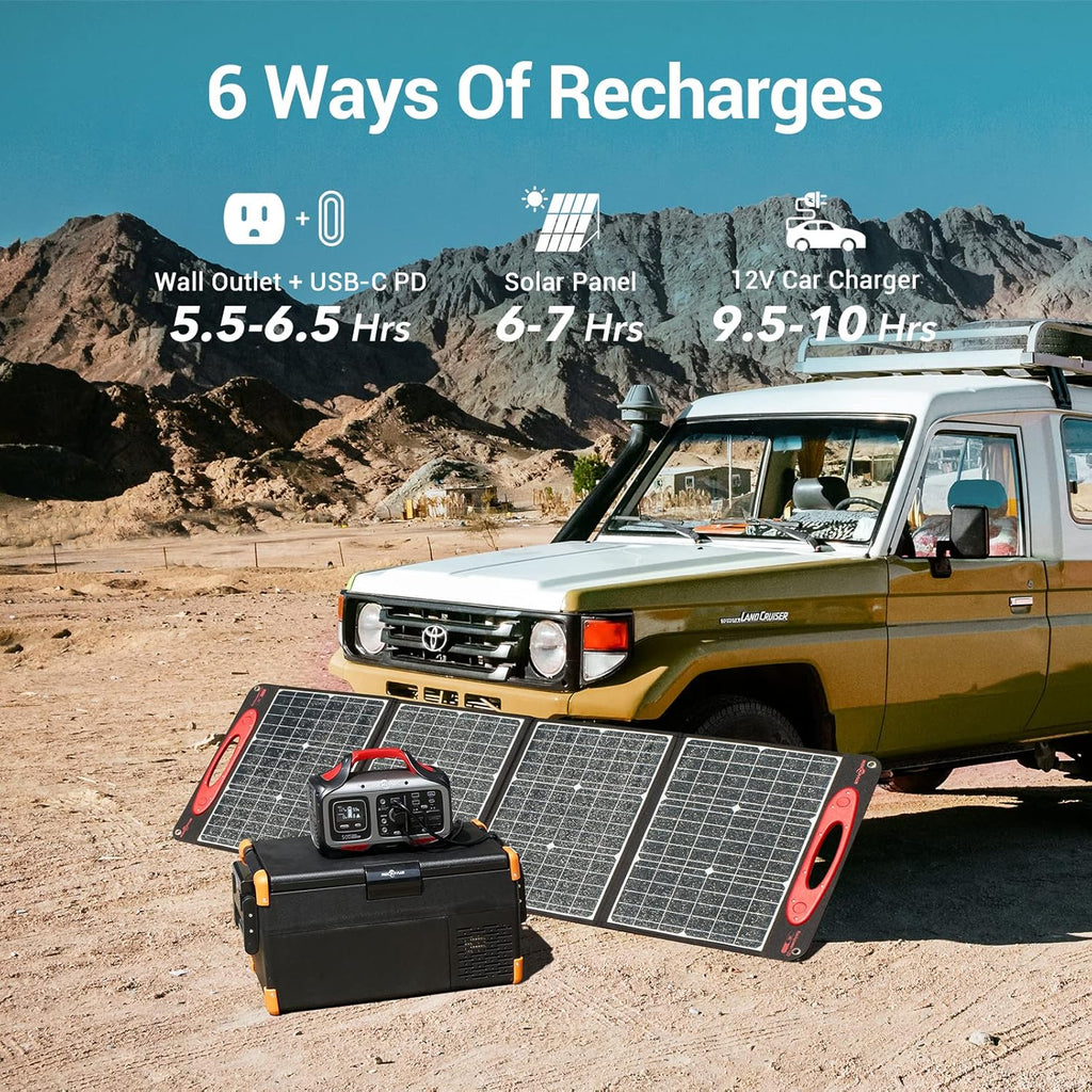 Portable Power Station 500W 505Wh Solar Generator with 2 AC Outlet C66038