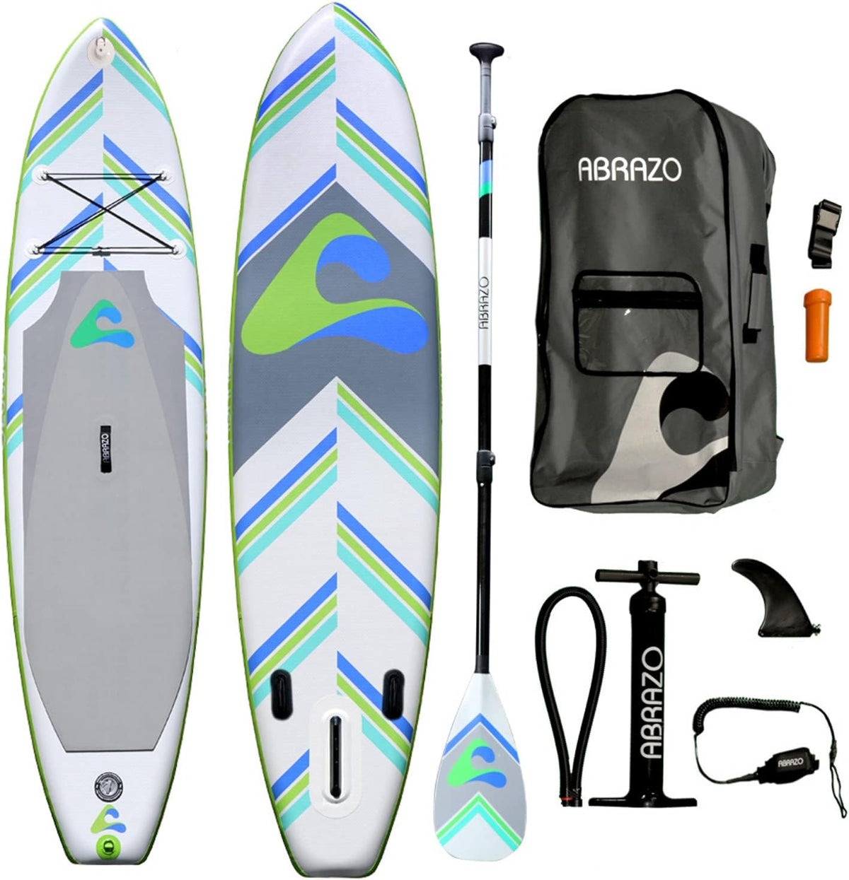 Inflatable Stand Up Paddle Board with Carry Bag, Pump, Fins, Paddle, Ankle Leash, and Repair Kit A3911