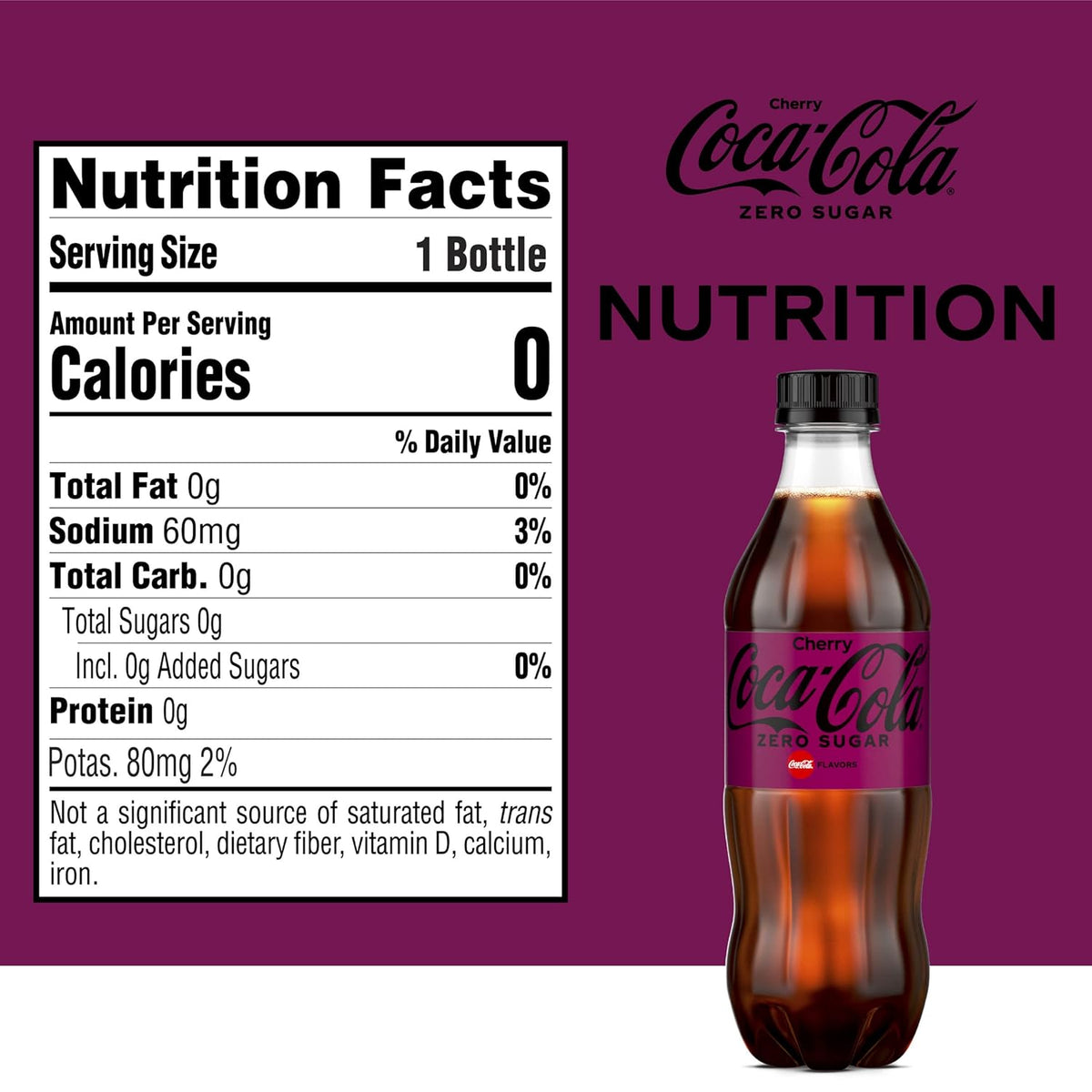 Cherry Coke Zero Sugar Soda Soft Drink, 16.9 fl oz, 12 Pack F95034